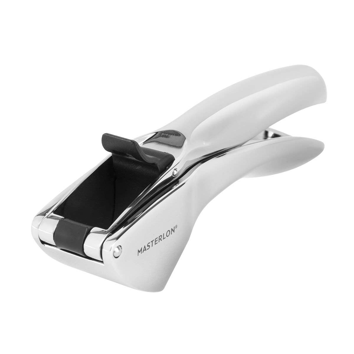 MasterLon Chrome Plated Garlic Press with Easy Flip Lever, 8", 20cm