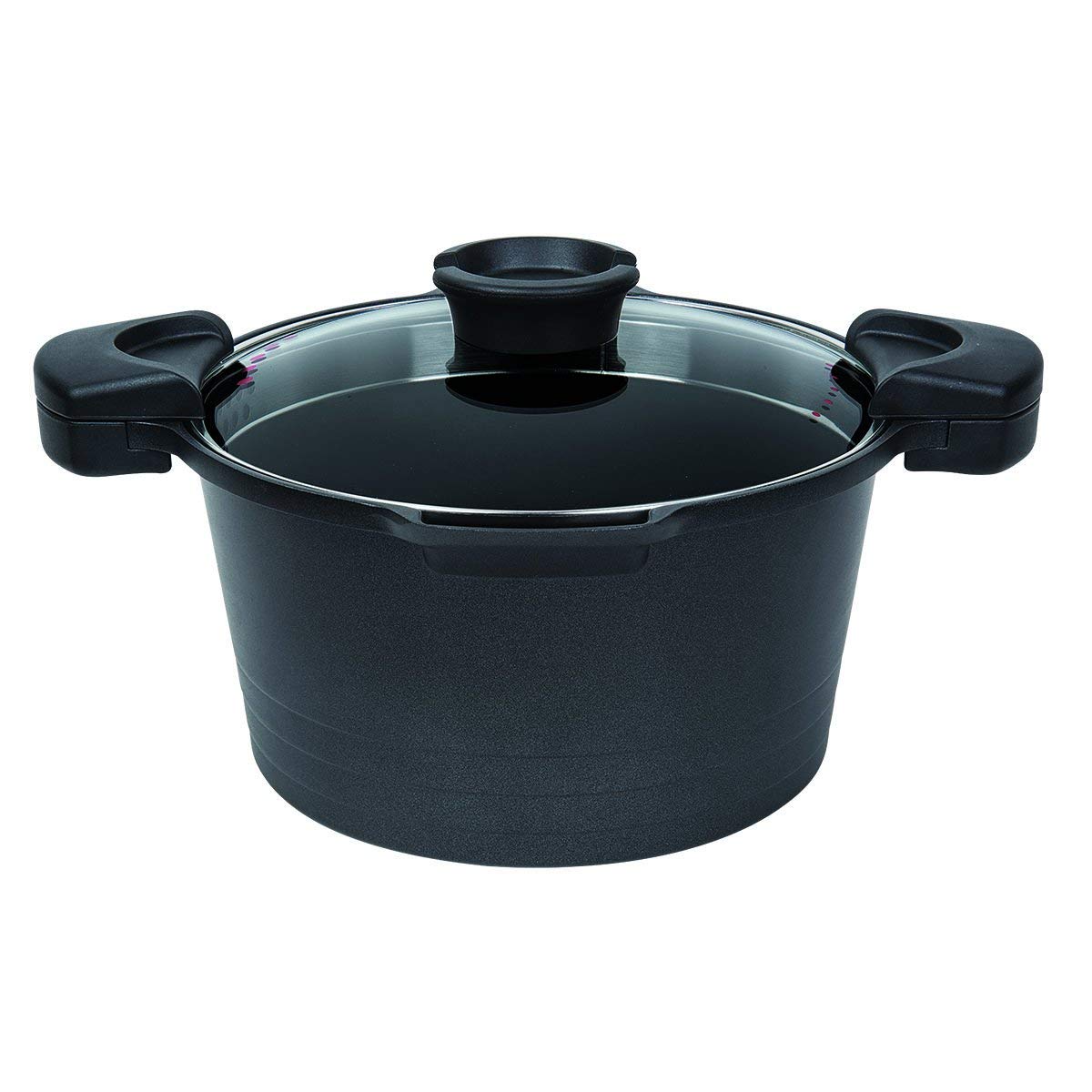 MasterPan Stock N’ Pasta Pot with Easy Pour Strainer and Glass Lid, 9", 23cm