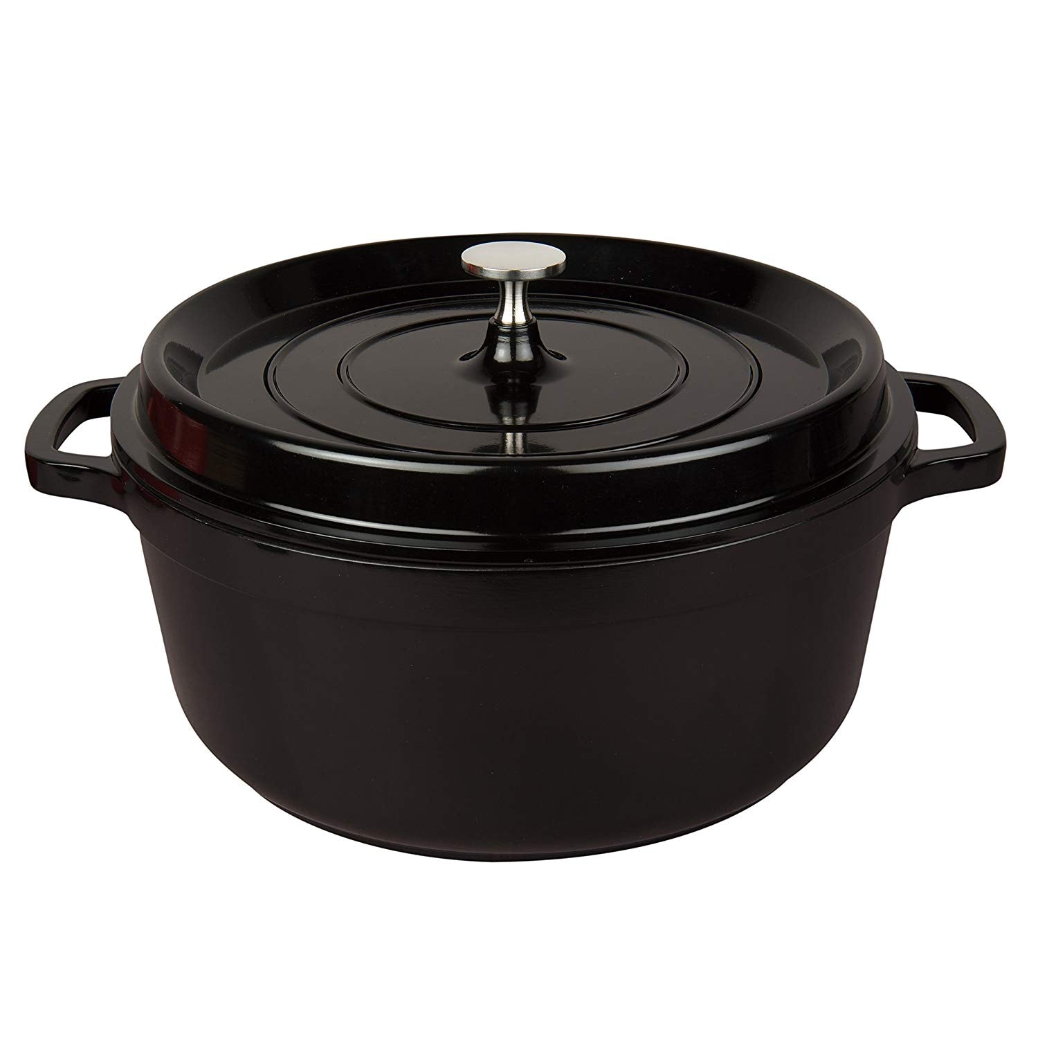 MasterPan 6.6L Non-Stick Cast Aluminum Dutch Oven, 11", 28cm, Black