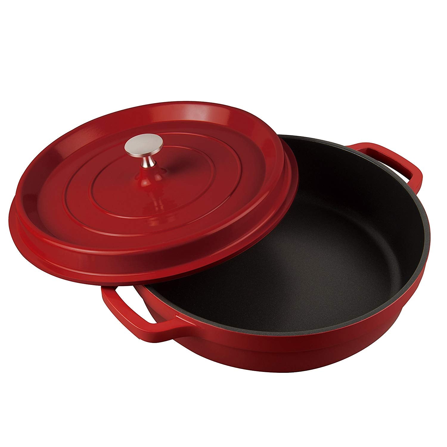 MasterPan 3.7L Non-Stick Cast Aluminum Dutch Casserole, 11", 28cm, Red