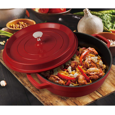 MasterPan 3.7L Non-Stick Cast Aluminum Dutch Casserole, 11", 28cm, Red