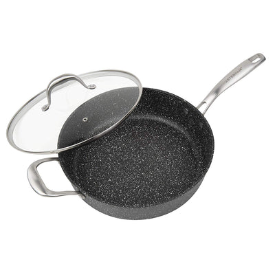 MasterPan Granite Stone Non-Stick Sauté Pan with Lid, 11"