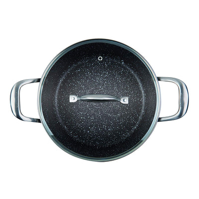 MasterPan 4.7L Granite Stone Non-Stick Casserole with Lid, 9.5", 23cm