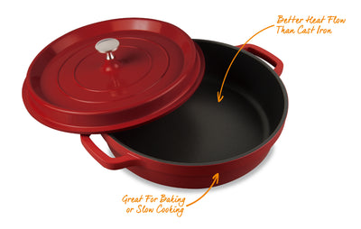 MasterPan 3.7L Non-Stick Cast Aluminum Dutch Casserole, 11", 28cm, Red