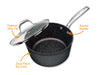 MasterPan Granite Stone Non-Stick Sauce Pan with Lid, 7", 18cm