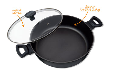 MasterPan Non-Stick Sauté Pan with Lid, 11", 28cm